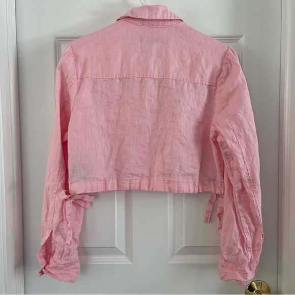 Blank NYC Flying Solo 100% Linen Button Down Shirt in Pink Size Small - Picture 3 of 10